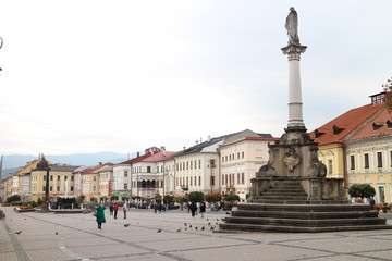 Fototapeta na wymiar Memorial plague column on Banská Bystrica's main square, Slovakia