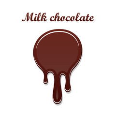 Chocolate drip splash. Chocolate liquid blot isolated white background. Shape melt dessert spot. 3D realistic design stain element. Food decoration. Milk, dark chocolate splashing. Vector illustration
