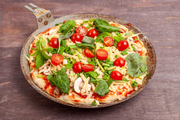 Homemade pizza before baking