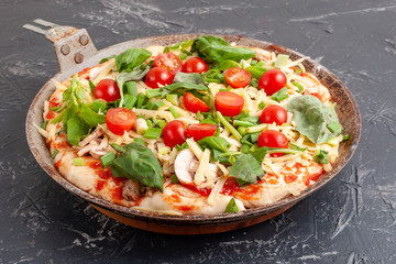 Homemade pizza before baking