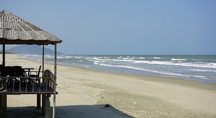wooden beach hut in vietnam