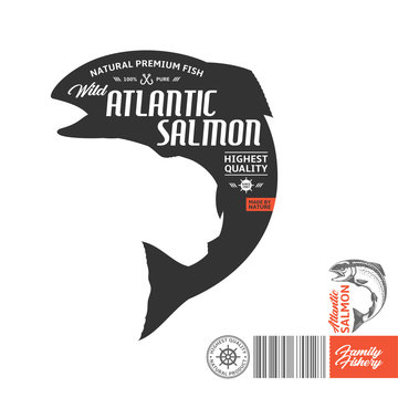 Vector wild atlantic salmon label