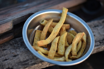 Indian homemade snacks in a bowl  
