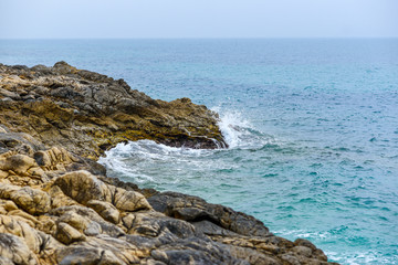 Spain's rocky coast on the Mediterranean in vintage version.