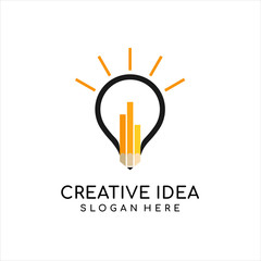 Logo creativity for design template. Modern lamp and pencil vector element. Art, paint, inspiration, creative agency logotype. Imagination concept web sign. Vector illustration, Graphic Design