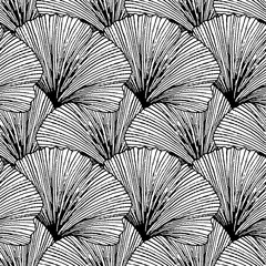 Vector seamless pattern with hand drawn striped leaves