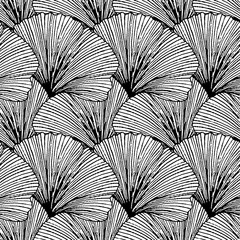 Vector seamless pattern with hand drawn striped leaves