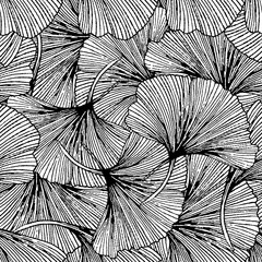 Vector seamless pattern with hand drawn striped leaves