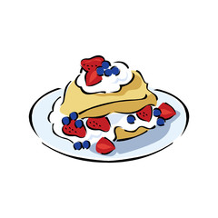 Strawberry dessert. Cartoon style vector icons. Berry sweet food illustration set isolated on a white background in EPS10