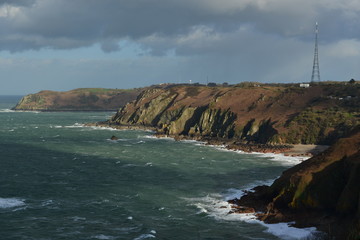 Jersey's North-coast, U.K. Dramatic Spring weather.