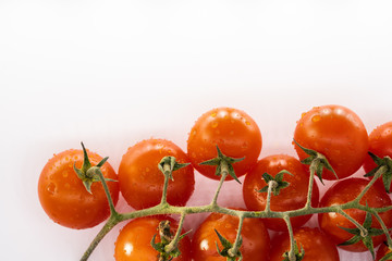 Pachino tomatoes. Cherry tomatoes isolated on the white background stock photo.