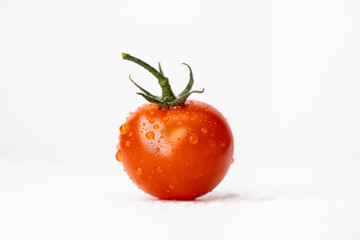 Pachino tomatoes. Cherry tomatoes isolated on the white background stock photo.