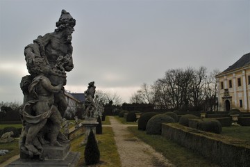 Park alley with statues