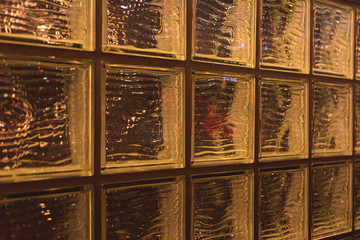 The perspective of a window of glass in the form of many square blocks