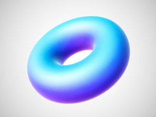 3D blue torus isolated on white background.