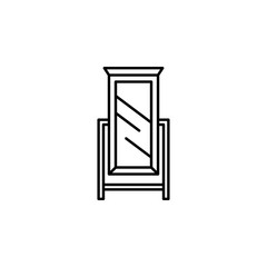 furniture, vertical mirror line illustration icon on white background.