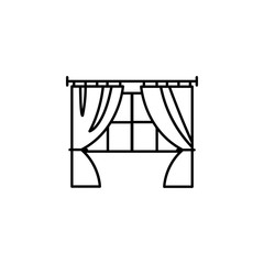 curtain, drape, window line illustration icon on white background.