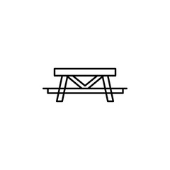 furniture, seat, chairs, table, camp line illustration icon on white background