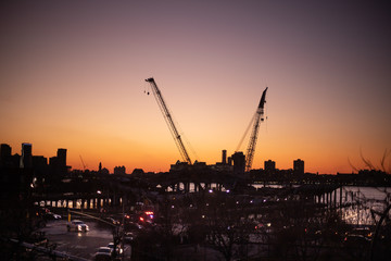 Sunset in the hudson river, Manhattan 