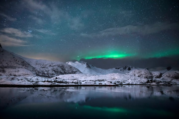 Polarlicht über einem Fjord - Lofoten - Norwegen