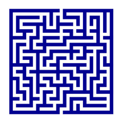 15x15 rectangular maze with blue thick walls and no solution