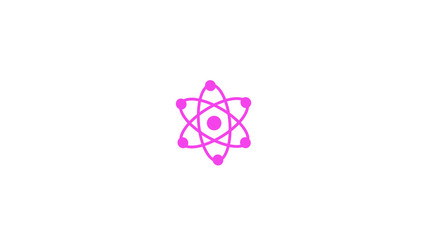 Pink atom icon,atom isolated on white background