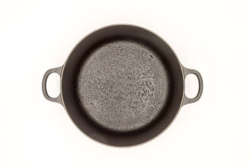 Cast iron pan with two handles top view