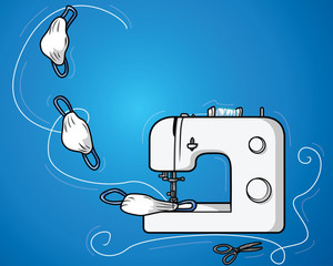 Decorative Sewing Machine Making Face Masks