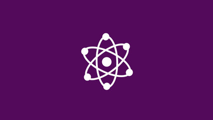 Amazing white atom icon,atom icon,atom icon on purple background