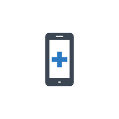 Smartphone with Medical App related vector glyph icon. Isolated on white background. Vector illustration.