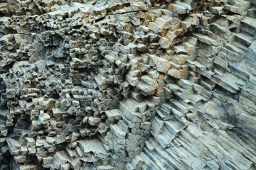 Petrified lava, granite texture, octagons with a regular shape