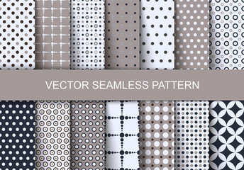 Seamless patterns autumn polka dots set. Vector illustration - obrazy, fototapety, plakaty