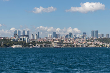 Fototapeta na wymiar Panoramic view from Bosporus to city of Istanbul