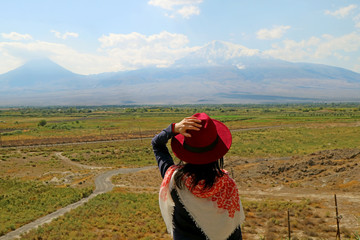 Female Traveler Impressed by Mount Ararat, the Mountains Described in the Bible as the Resting...