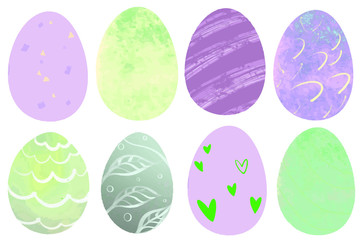 Set of color Easter eggs isolated on a white background