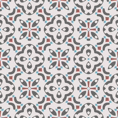Fototapeta na wymiar Creative color abstract geometric pattern in white, blue and red, vector seamless, can be used for printing onto fabric, interior, design, textile