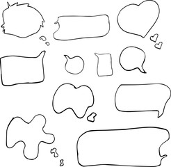Set of different sizes of thought bubbles hand drawn cartoon doodle vector illustration design message speak communication mind cloud speech chat vector