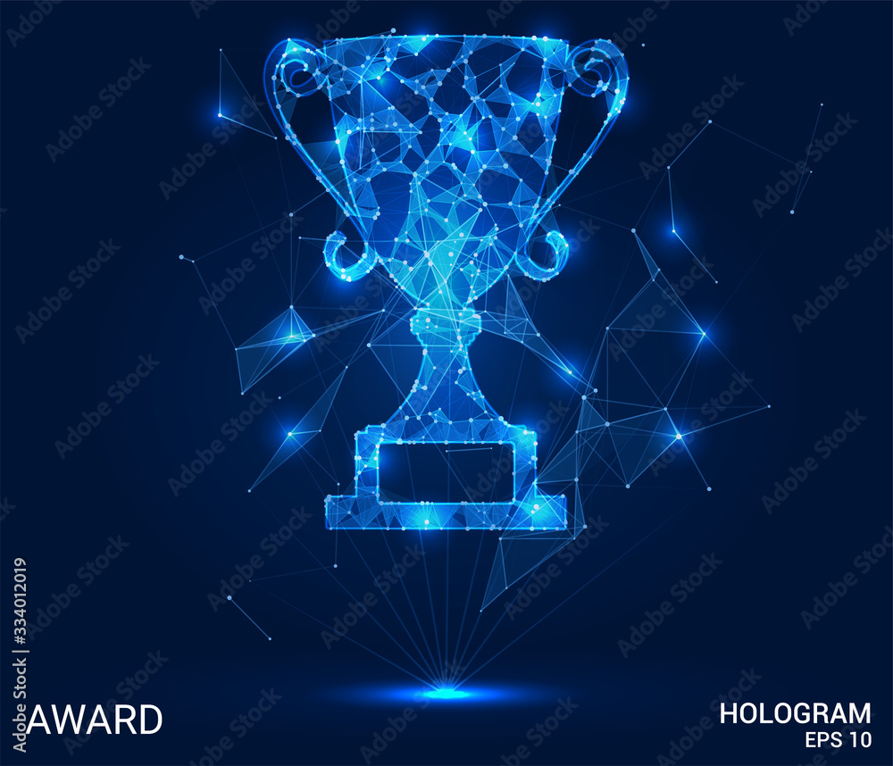Wall mural a hologram award. award from polygons, triangles of points and lines. award low-poly compound struct