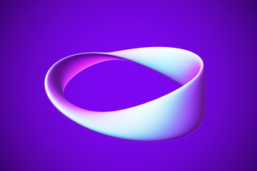3D blue Moebius strip isolated on blue background.