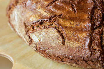 Roggenbrot mit Altbierkruste mit Dinkelvollkorn selbst gebackene dunkle Kruste