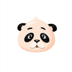 Vector panda head on white background. Cute baby panda's head, flat stock vector illustration. Minimal image
