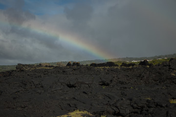 Rainbow on the volcanic Pico island, Azores, Porugal