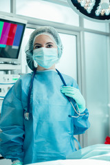 Obraz na płótnie Canvas Doctor wearing special medical uniform stock photo