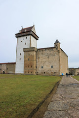 Fototapeta na wymiar beautiful medieval Hermann castle with white tower in Narva, Estonia