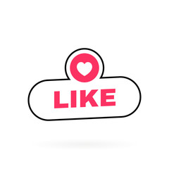Like button with heart label on a white background. Social media icons. Modern vector illustration
