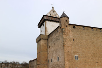Fototapeta na wymiar Towers of medieval Hermann castle in Narva, Estonia