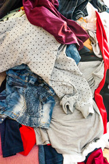 pile of used clothes. Second hand for recycling