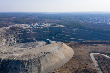 granite quarry, ore mining, aerial view