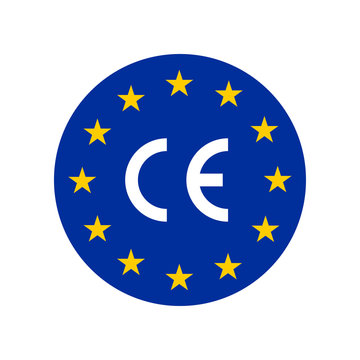 Europe sign with CE mark. Vector isolated illustration. Certificate vector icon. Vector icon quality guarantee.