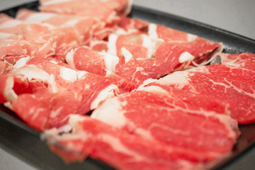 Thin piece of meat for Shabu hotpot japanese food style.